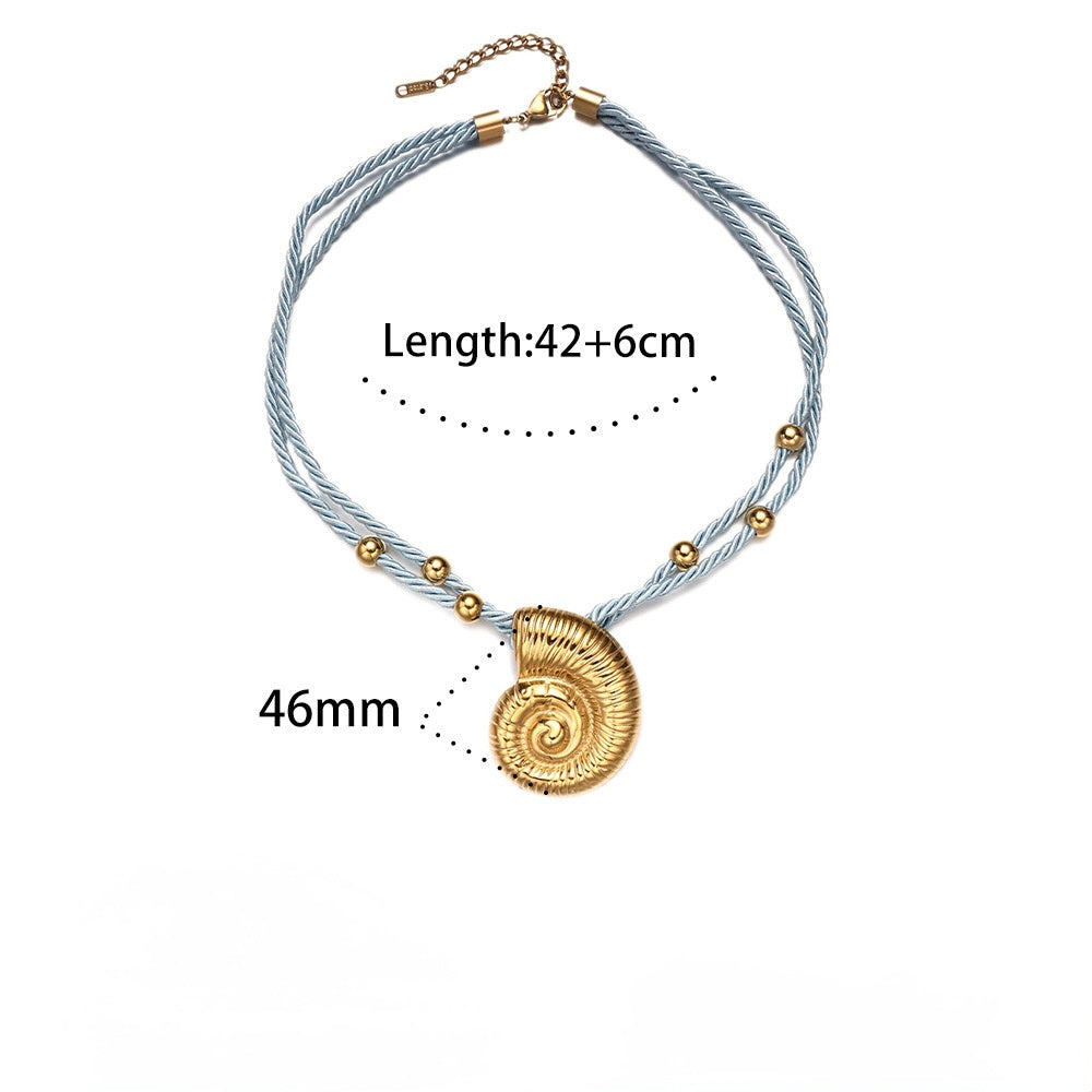 Dark blue seashell rope necklace