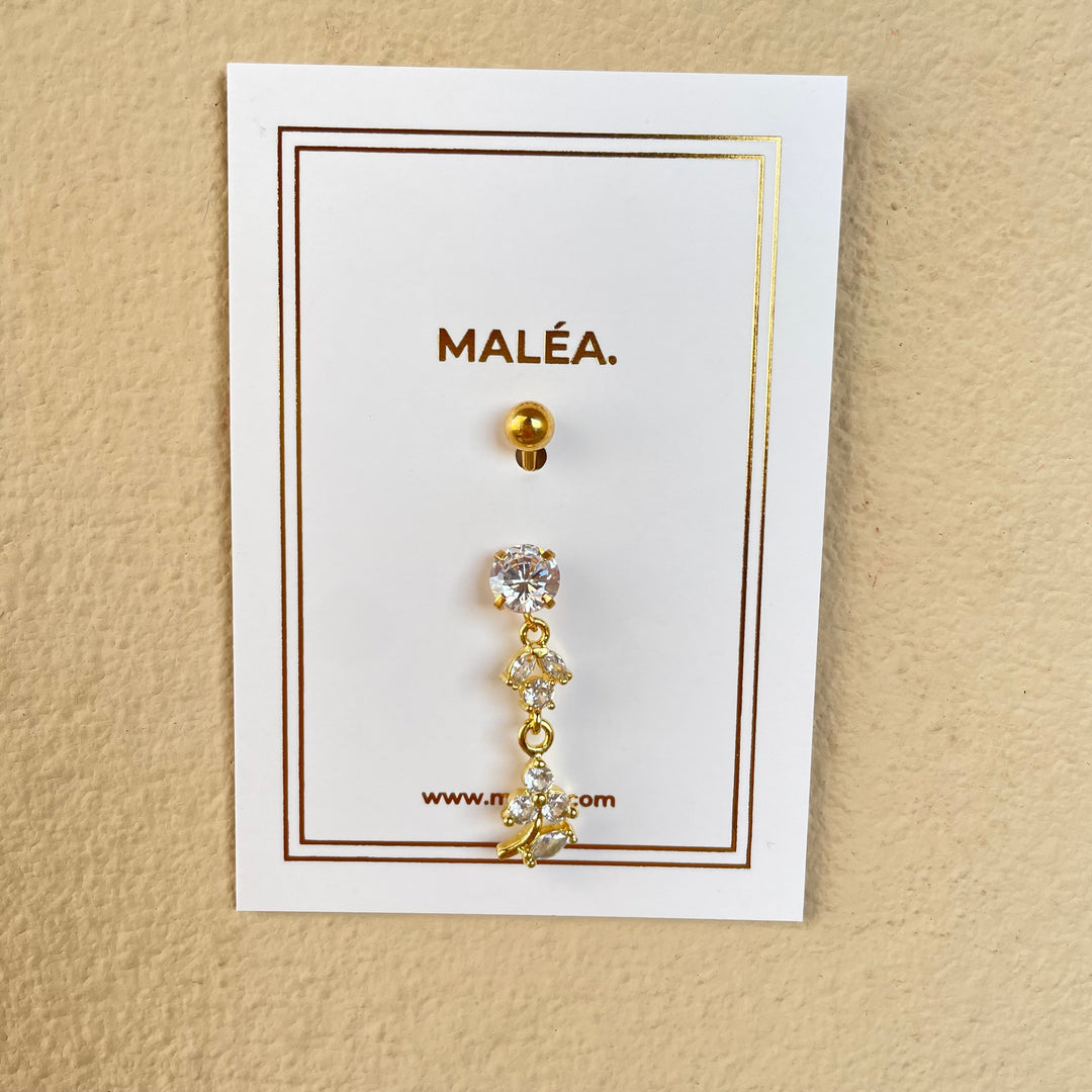 Flower Drop Belly Ring -gold