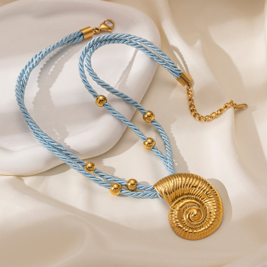 Dark blue seashell rope necklace