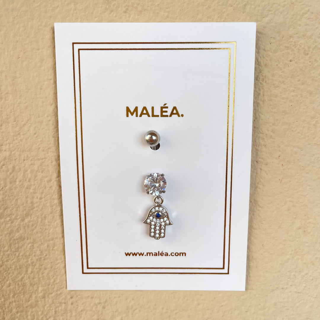 Hamsa Belly Ring -silver