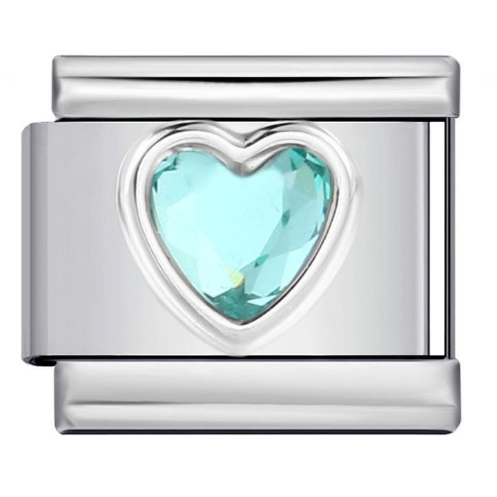 Crystal heart italian charm