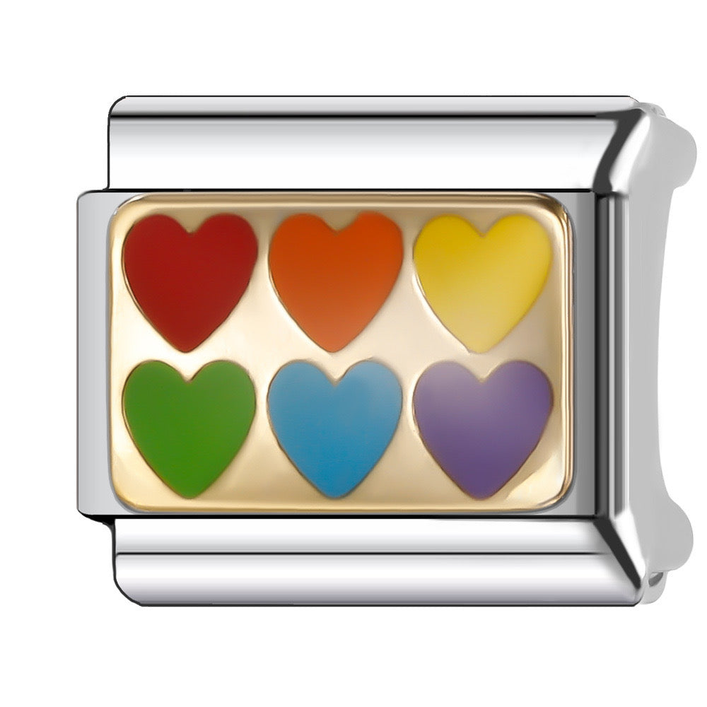 Rainbow hearts italian charm
