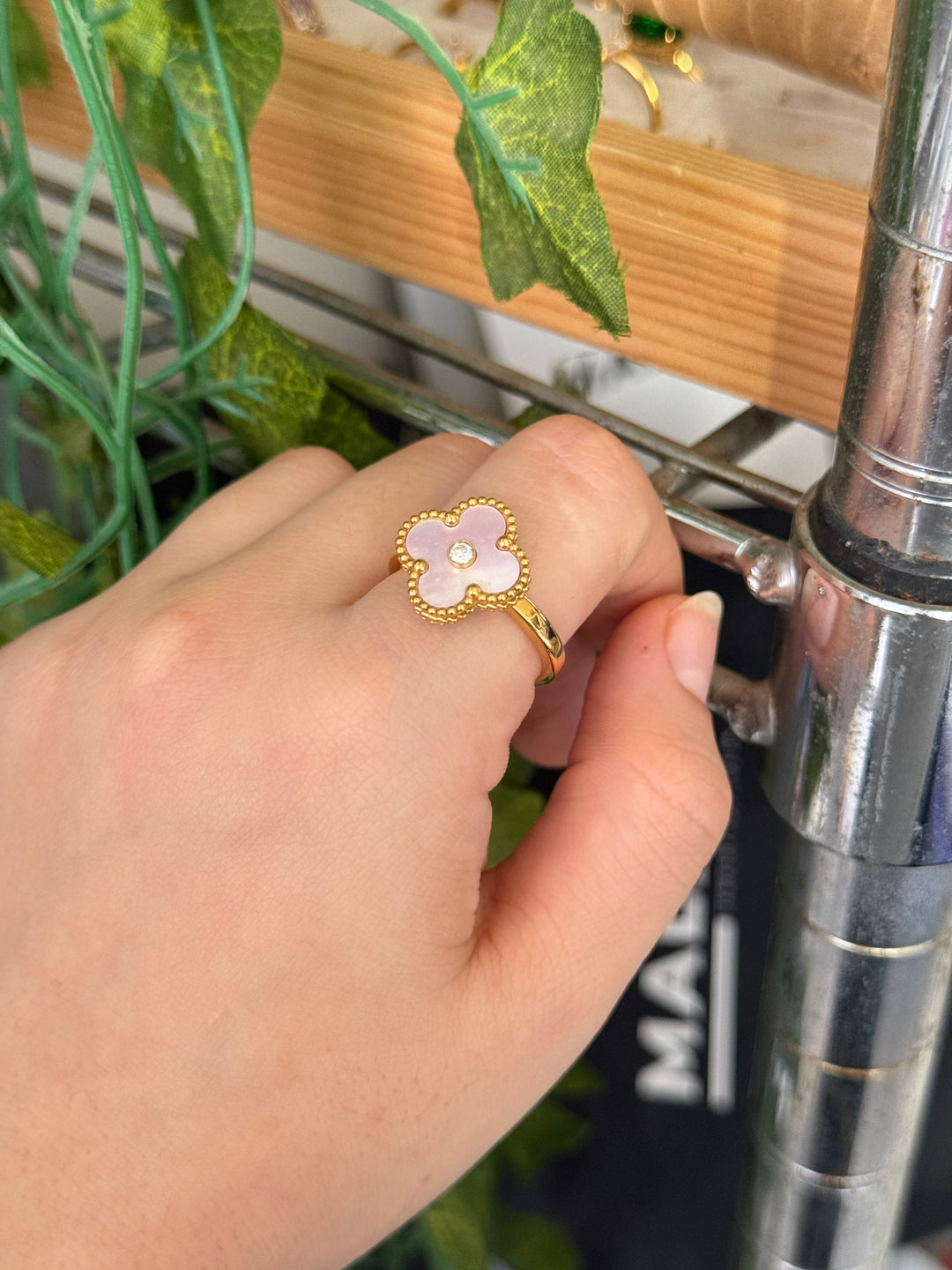 Pink clover ring