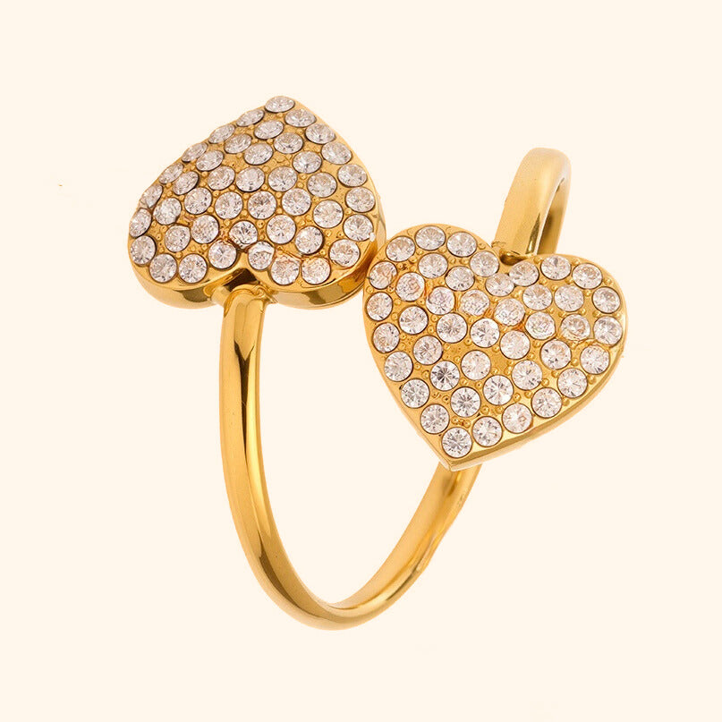 Bling filled hearts ring