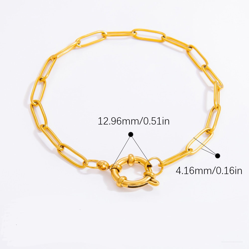 Charm chain bracelet with clasp - paperclip - arrives on june 7