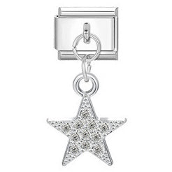 White bling star pendant Italian charm