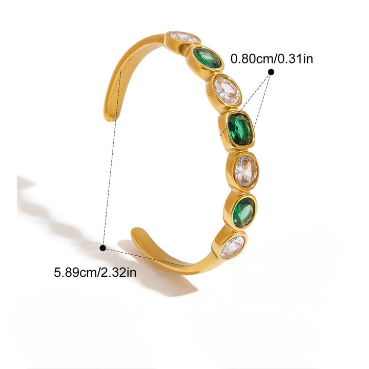 Emerald crystal open bangle