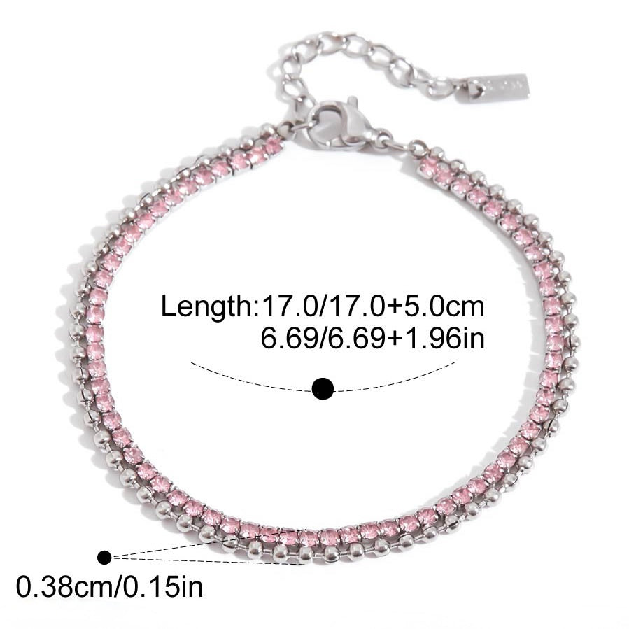 Pink tennis with bullets bracelet in silver