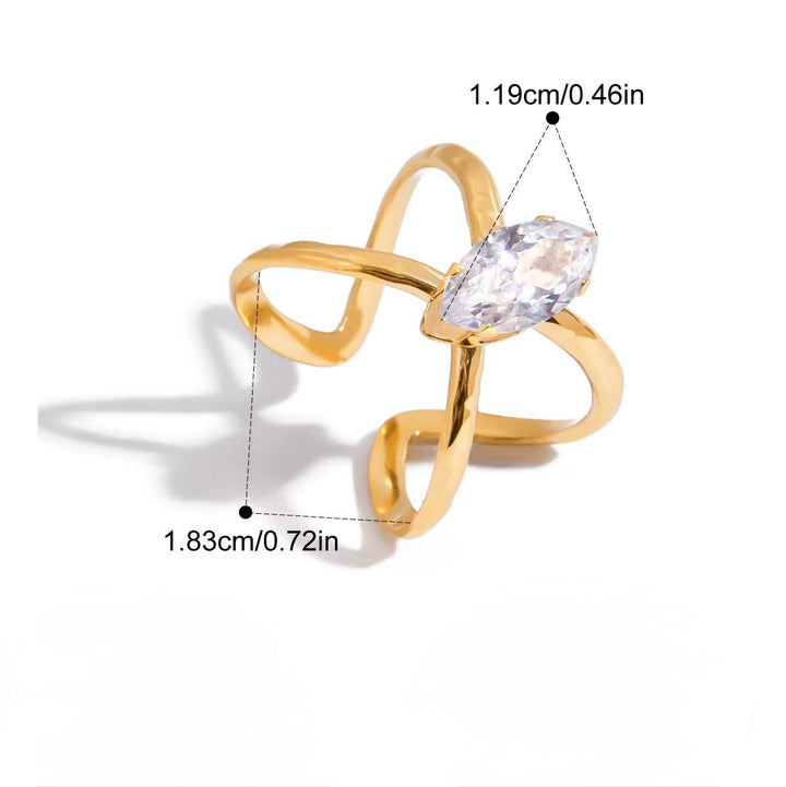 Crystal marquise cross ring