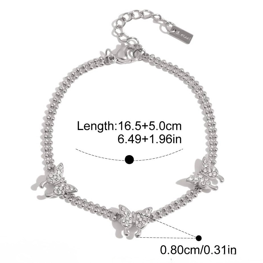 Butterfly bling bracelet in silver