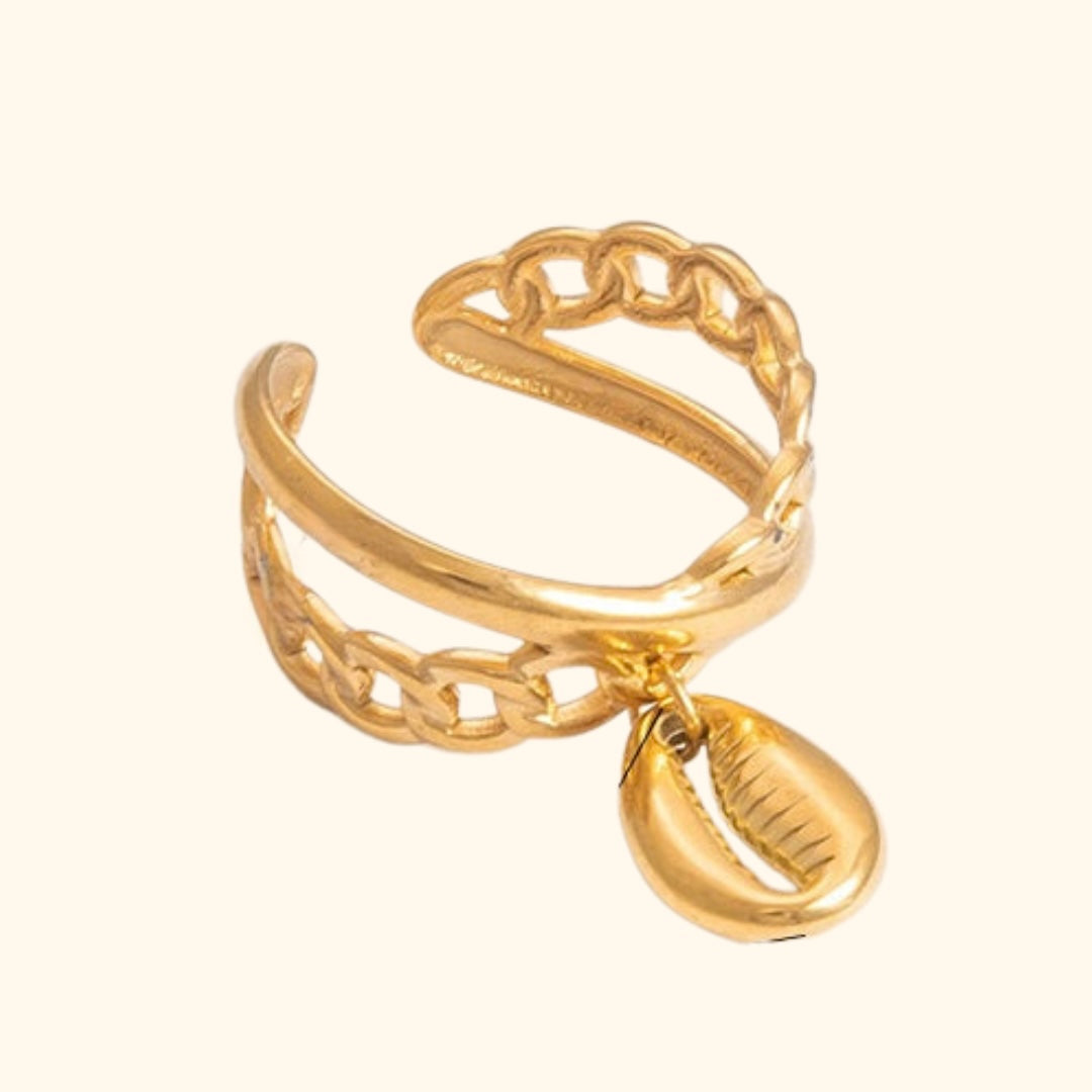 Oval shell charm ring