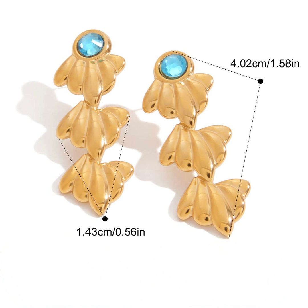 Blue crystal textured long earrings