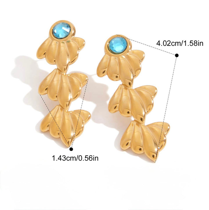 Blue crystal textured long earrings