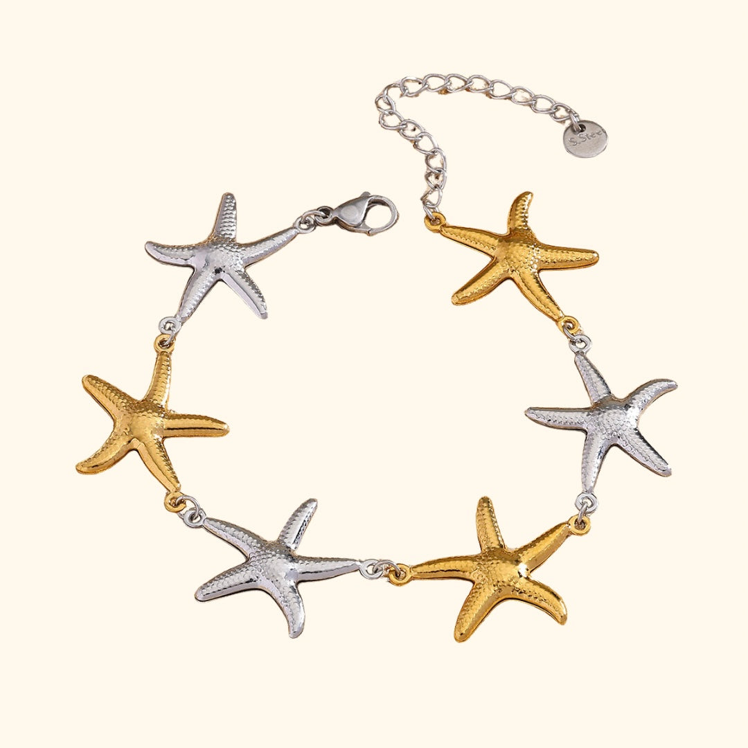 Toned starfish link bracelet