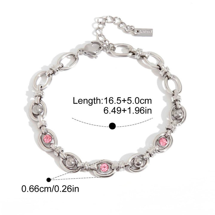 Bullet link pink bracelet in silver
