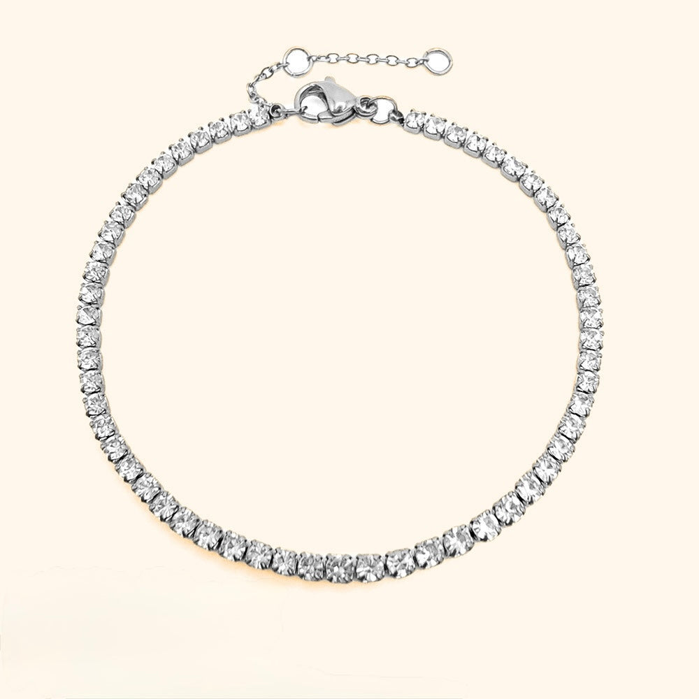 2 mm adjustable tennis bracelet -silver