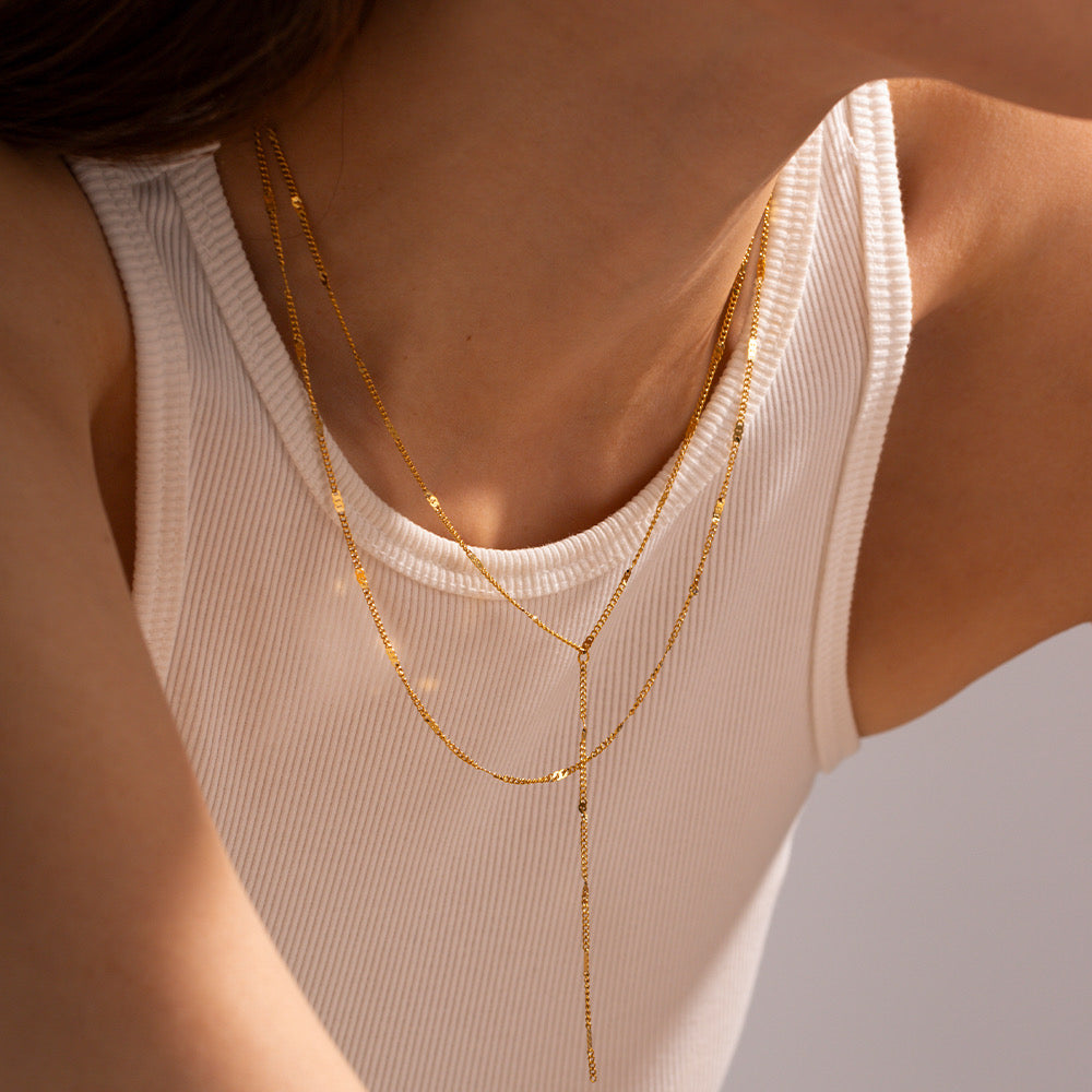 Layered Y dropdown necklace