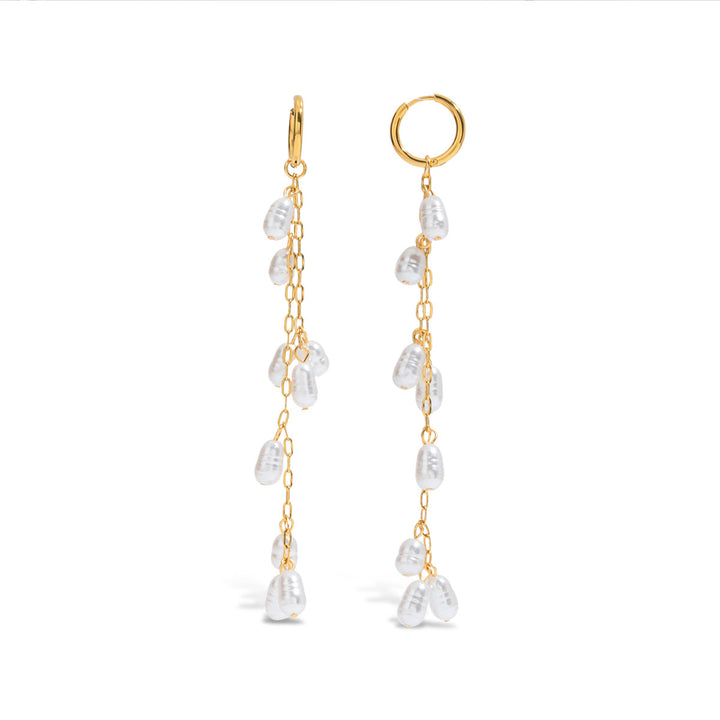 Perla dainty long hoop earrings