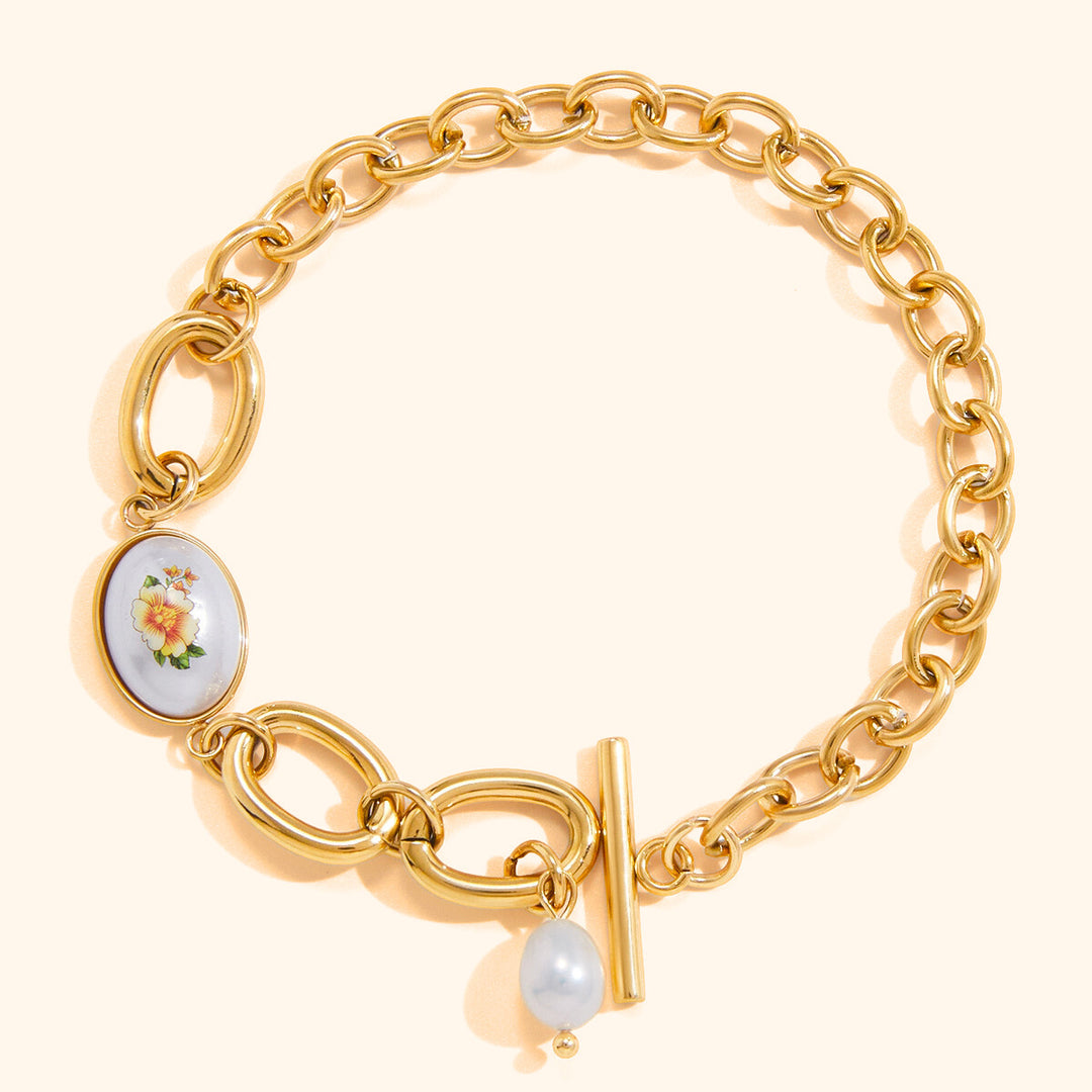 Vintage flower pearl bracelet