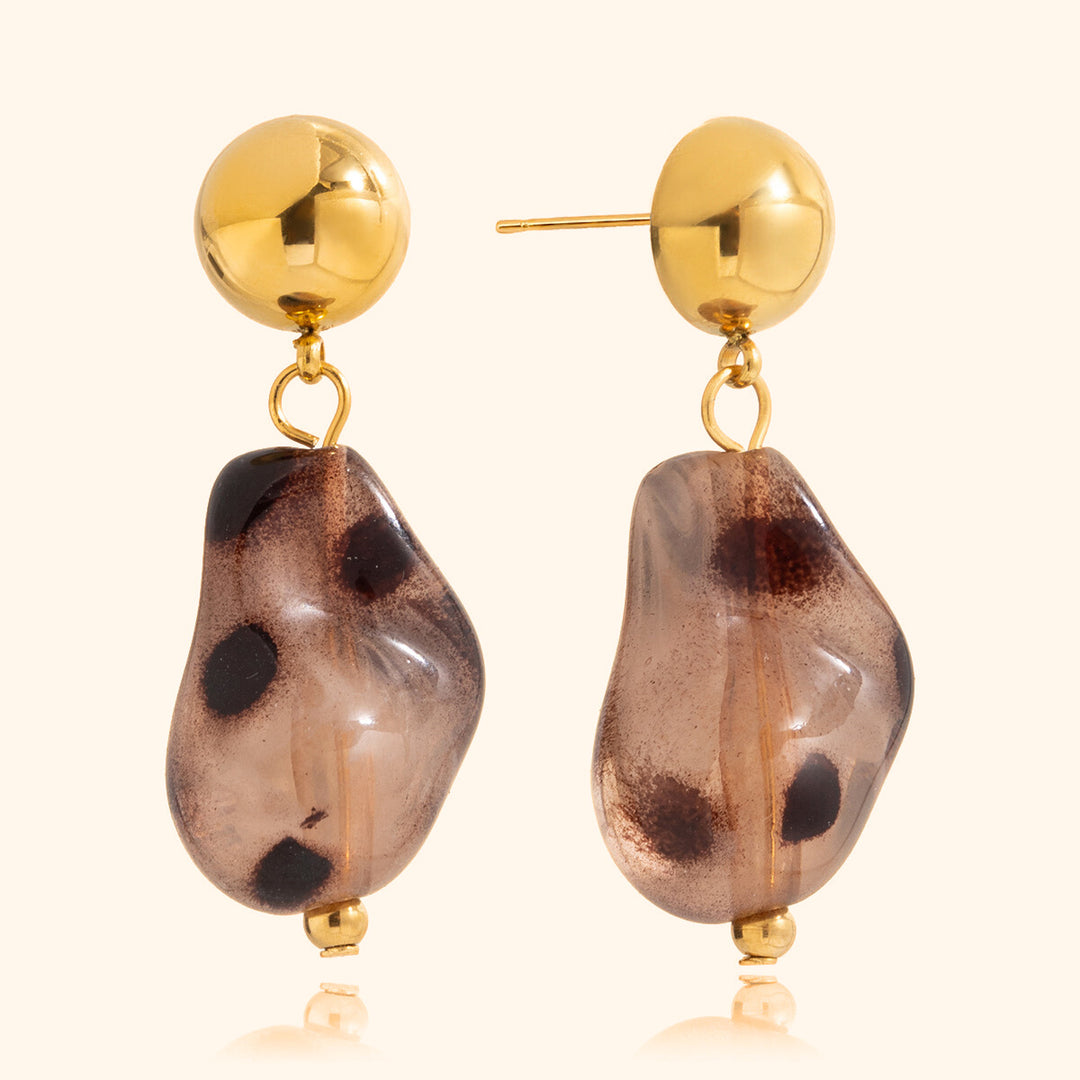 Leopard stone drop earrings