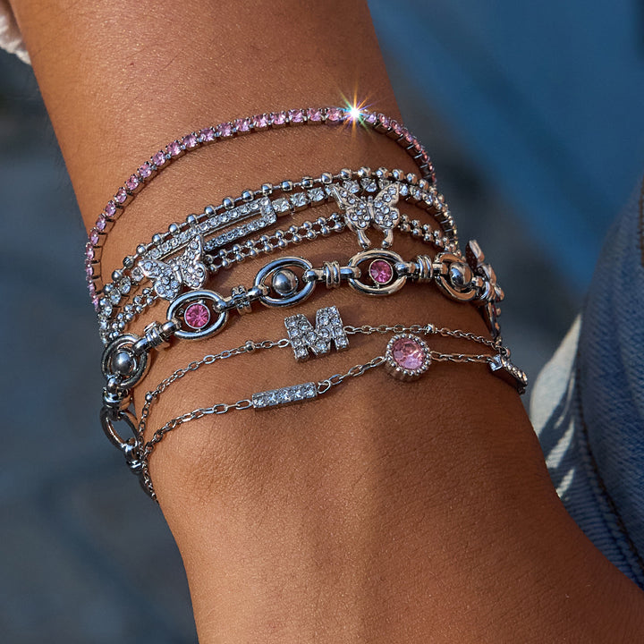 Butterfly bling bracelet in silver