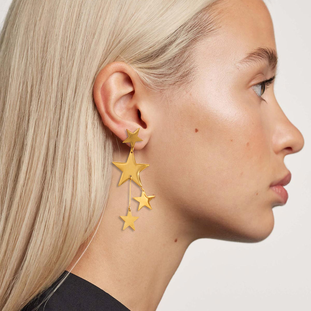 Iconic long star earrings