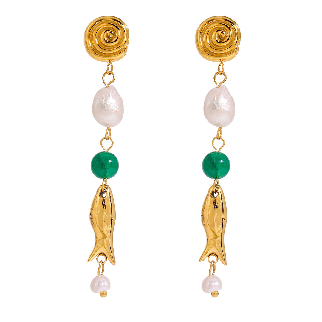 Agate fish earrings