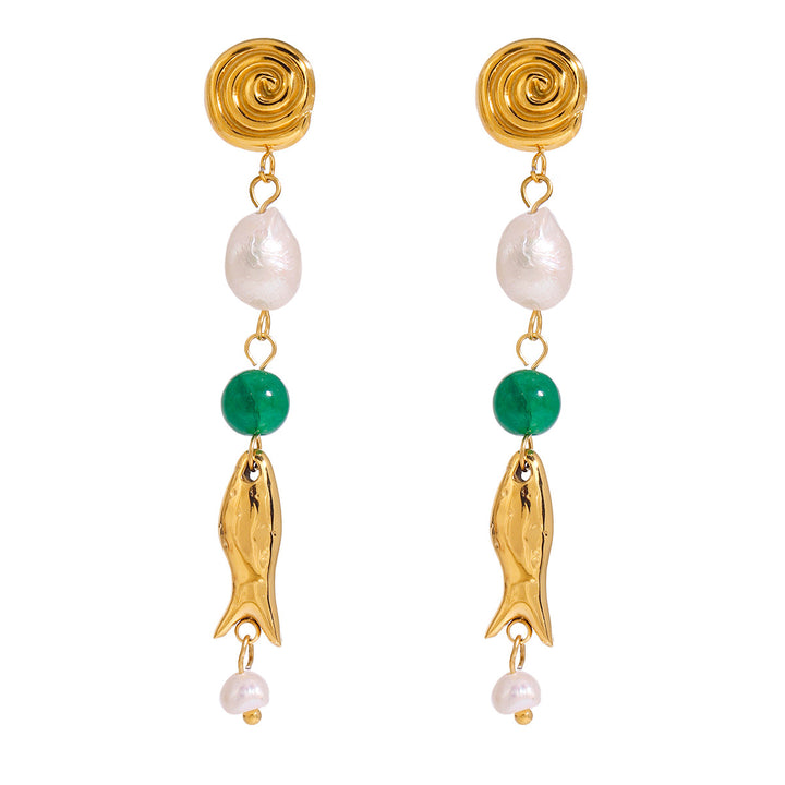 Agate fish earrings