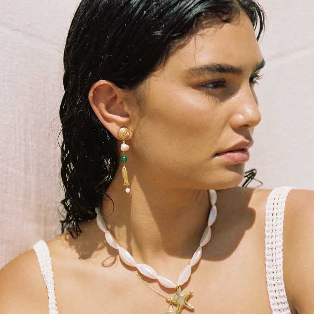 Agate fish earrings
