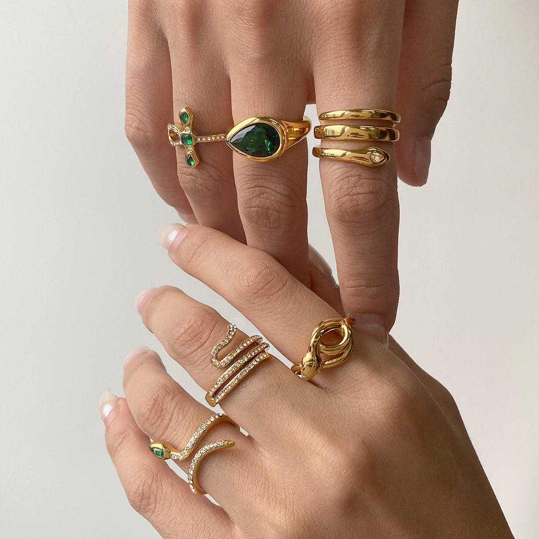 Emerald Bling snake ring