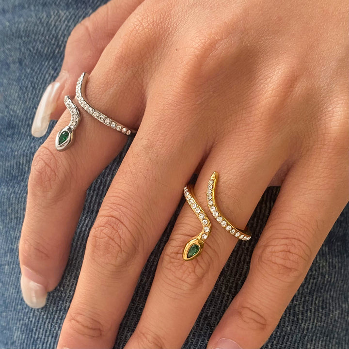 Emerald Bling snake ring