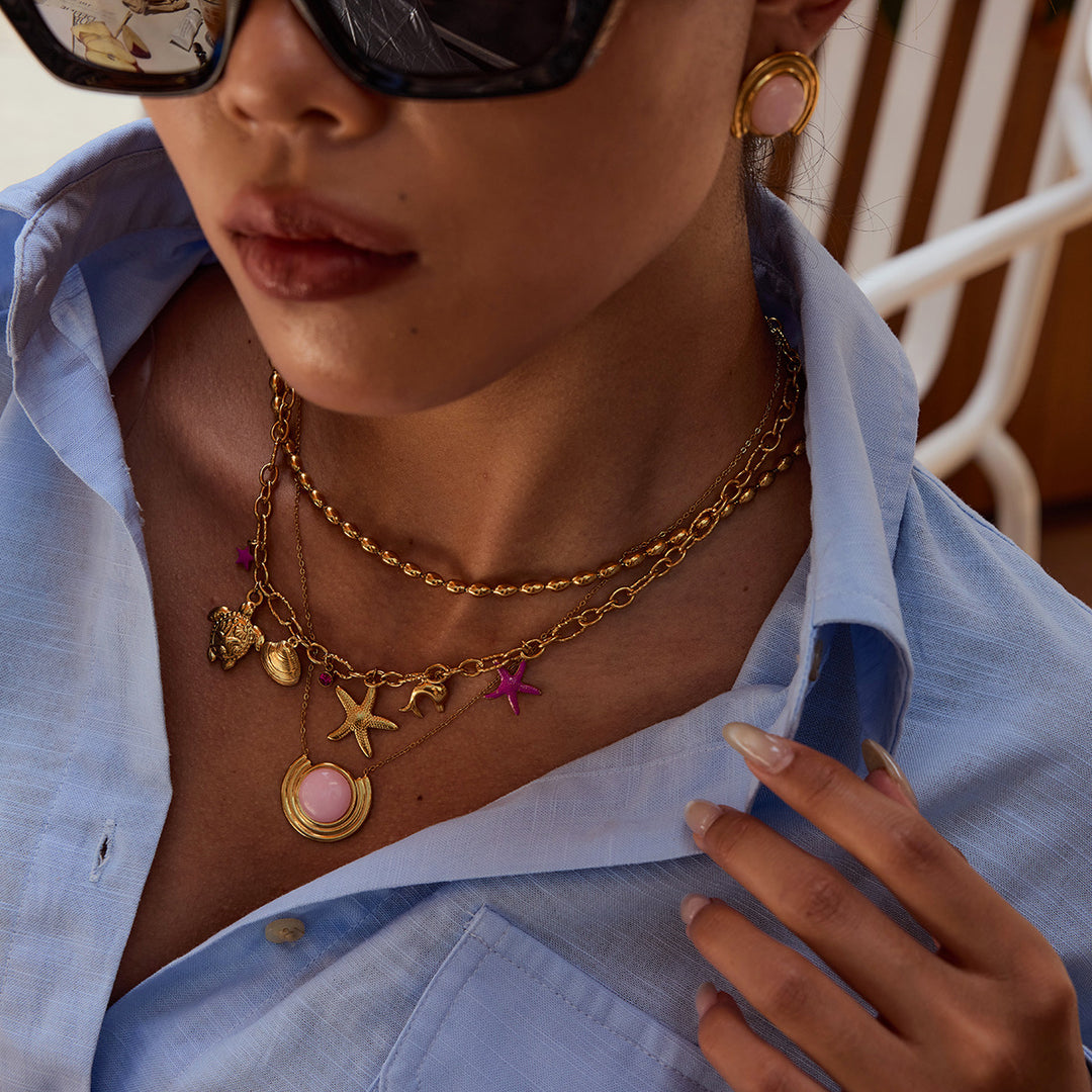 Pink icon necklace