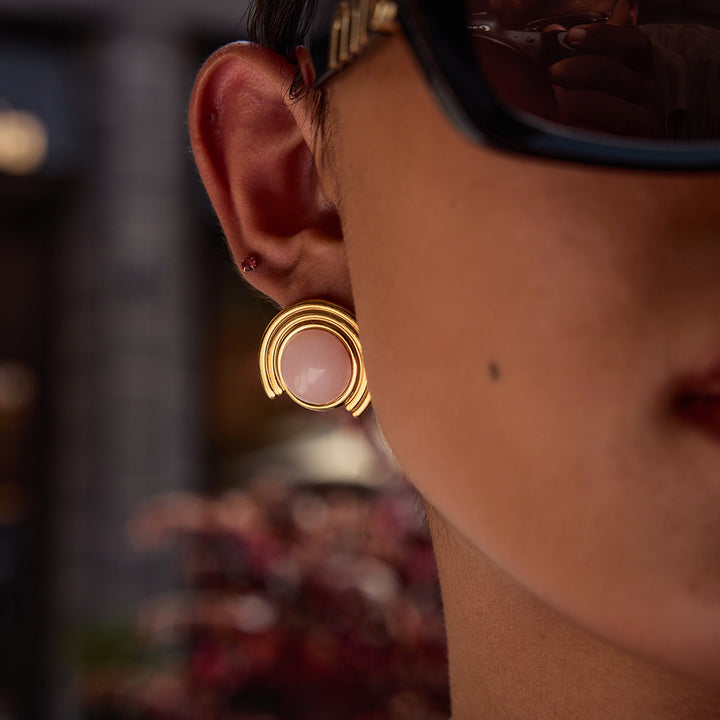 Pink icon earrings