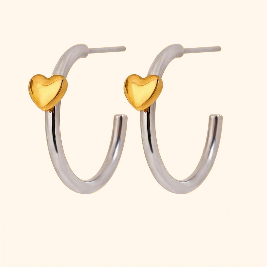 Toned heart hoop earrings