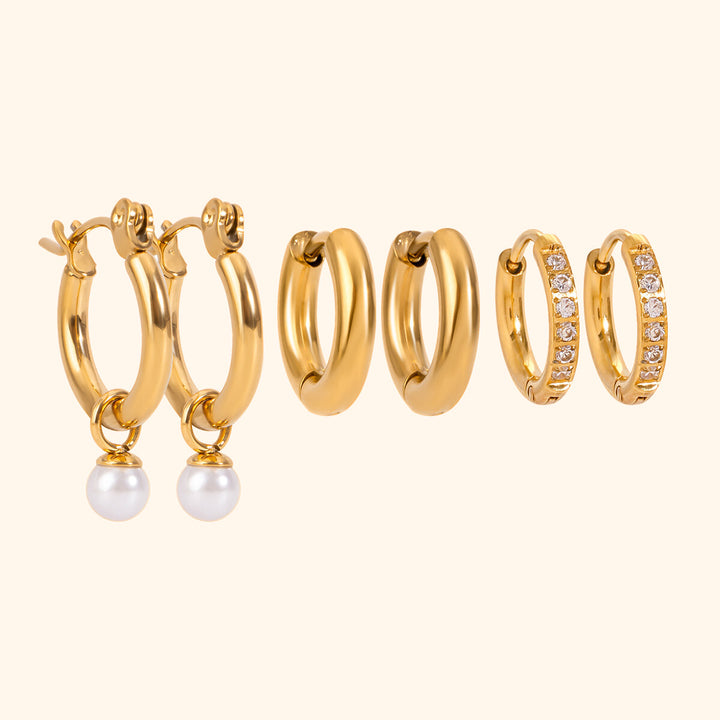 Perla earrings set ( 3 pairs - 6 pieces )