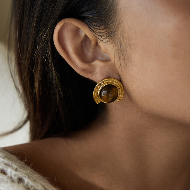 Tiger eye statement earrings