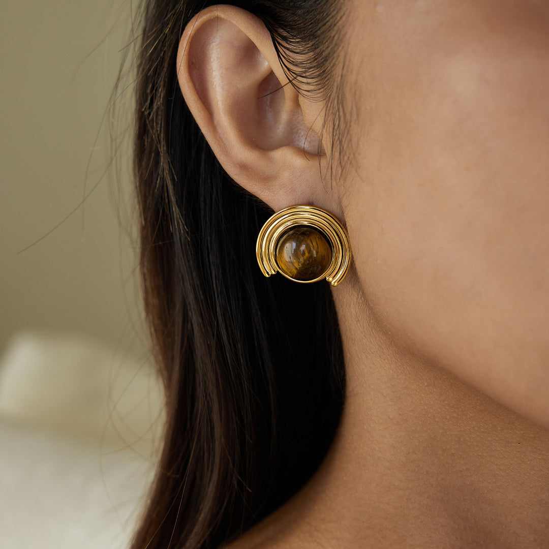 Tiger eye statement earrings