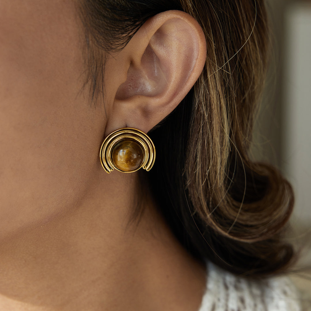 Tiger eye statement earrings