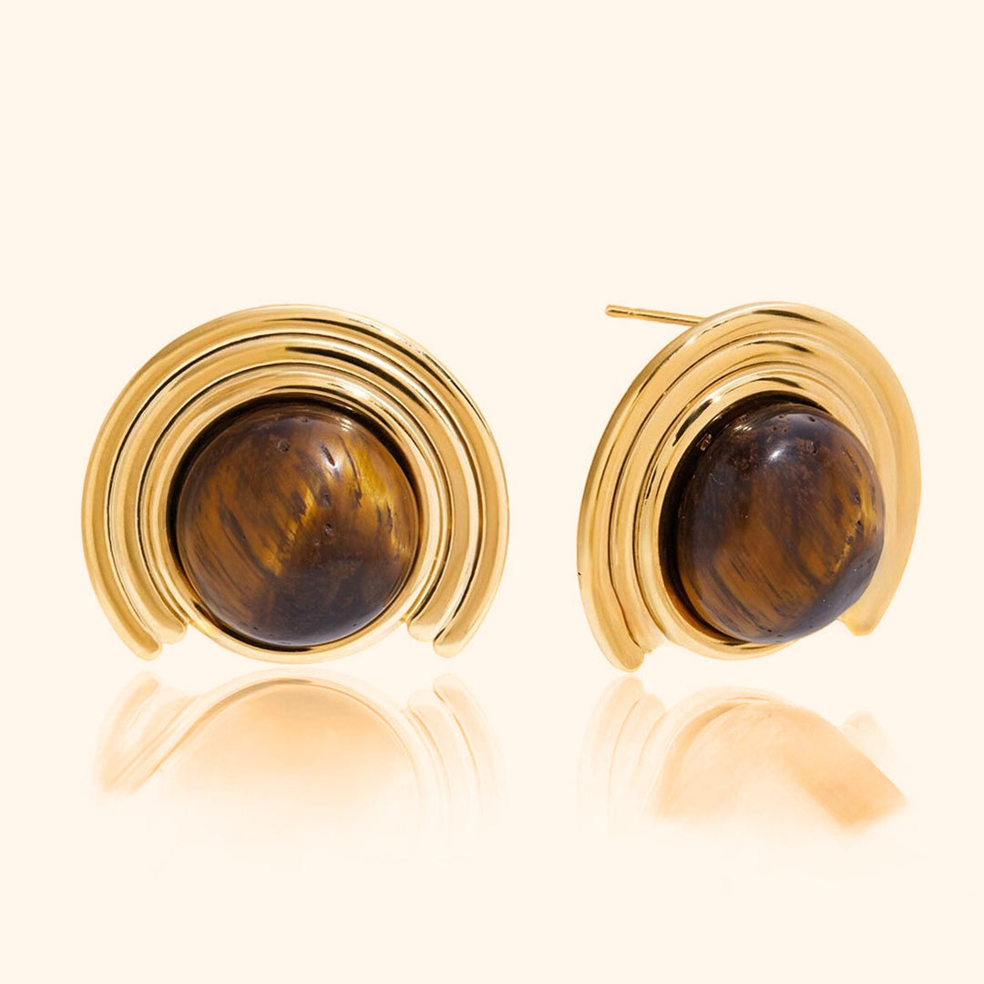 Tiger eye statement earrings