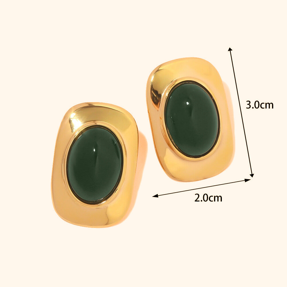 Dark green statement earrings