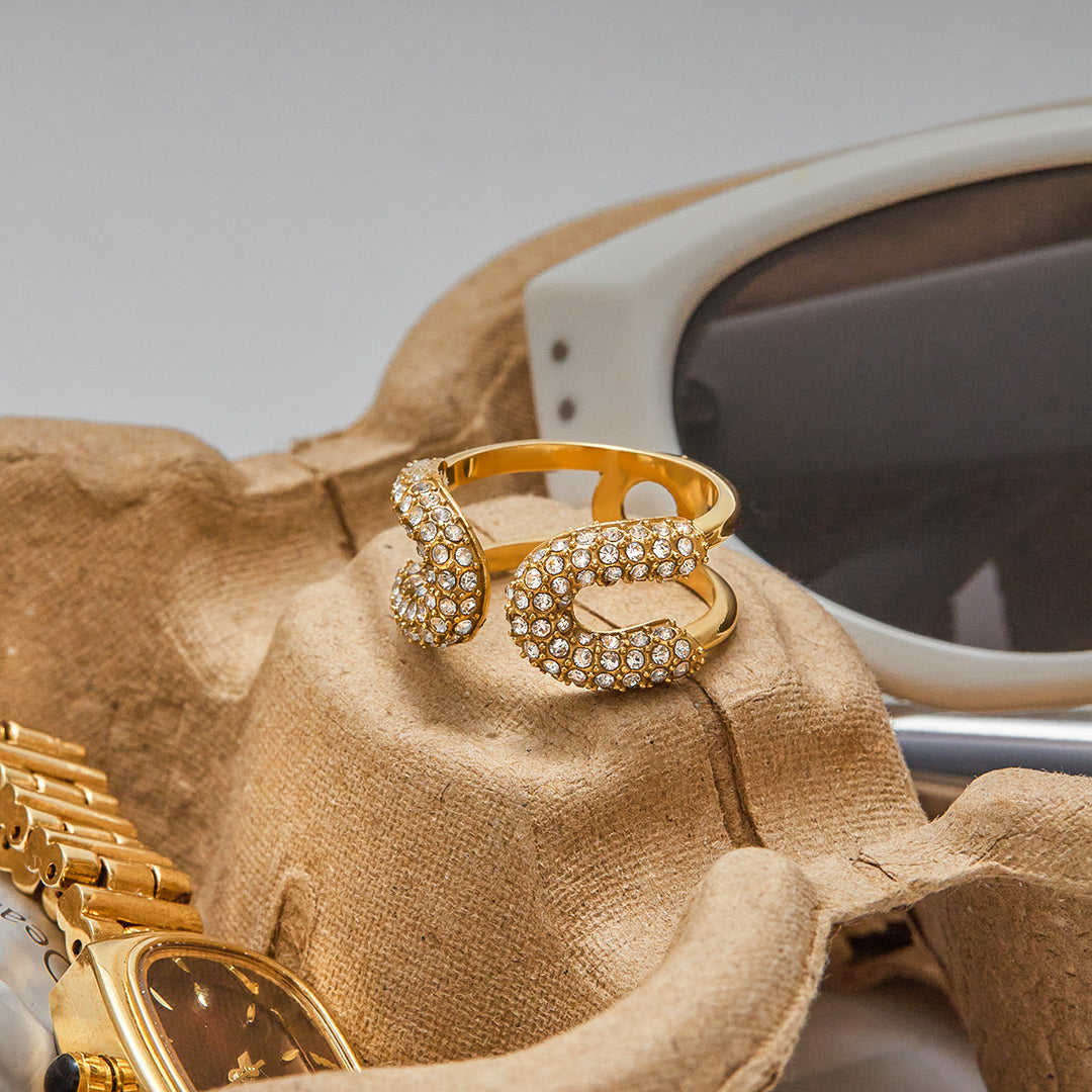 Pin full bling ring gold