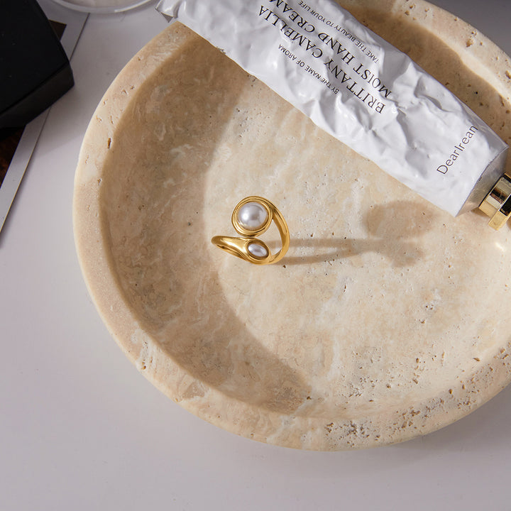 Chunky wrapped pearl ring