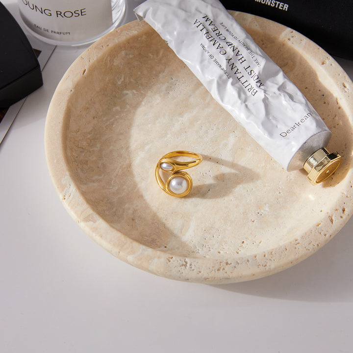 Chunky wrapped pearl ring