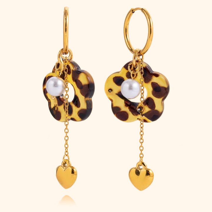 Leopard flower drop earrings