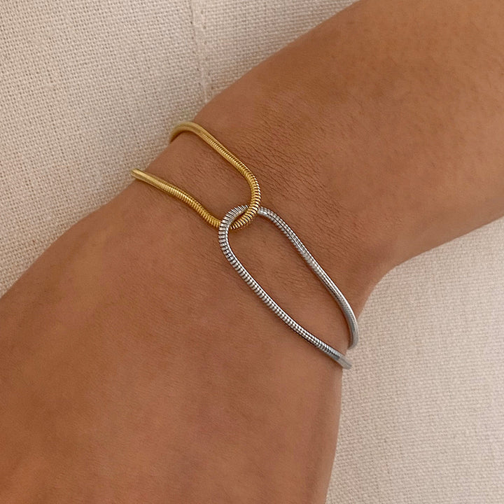 Toned snake chain interlinked bracelet