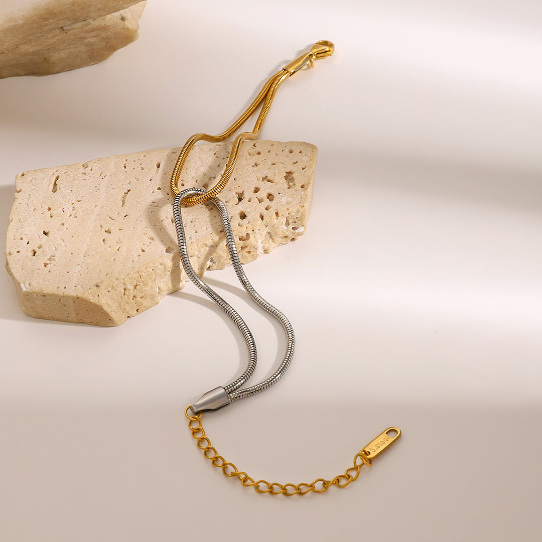 Toned snake chain interlinked bracelet