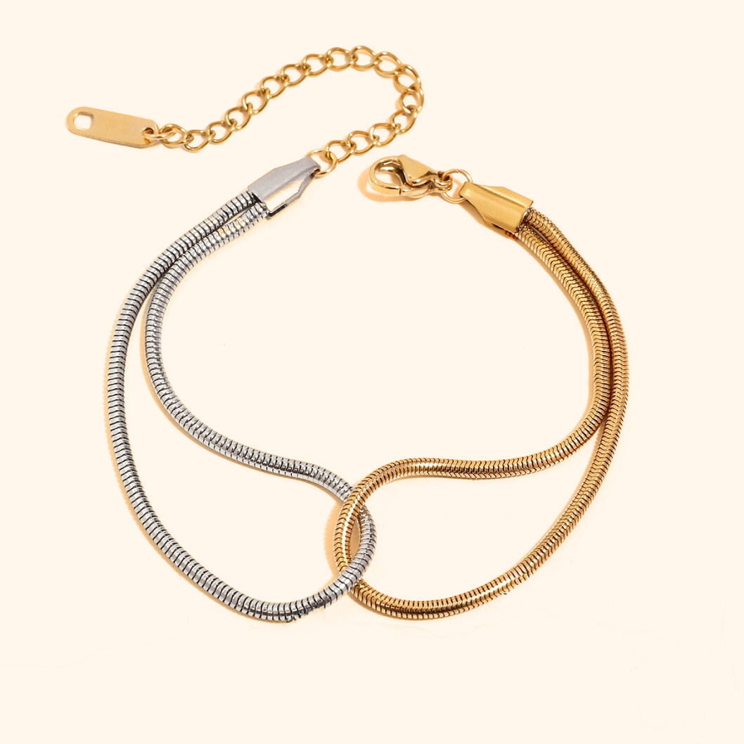 Toned snake chain interlinked bracelet