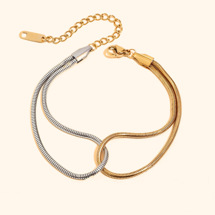 Toned snake chain interlinked bracelet