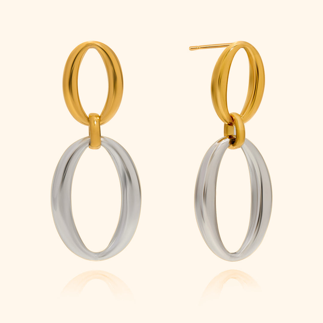 Oval link toned earrings