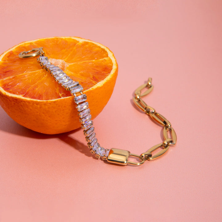 Locket tennis & chain bracelet